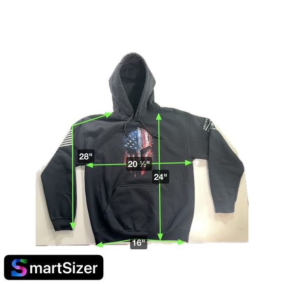 Grunt Style Men's Medium Black Pullover Hoodie American Flag Patriot Sweatshirt - Picture 8 of 8